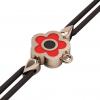 Daisy Evil Eye Macrame Charm Bracelet, made of 925 sterling silver / 18k rose gold  finish with black and red enamel – black cord