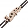 Love Macrame Charm Bracelet,, / made of 925 sterling silver / 18k rose gold finish – black cord