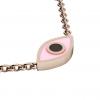 Navette Evil Eye Necklace, made of 925 sterling silver / 18k rose gold finish with black & pink enamel