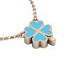 Quatrefoil, Good Luck Necklace, made of 925 sterling silver / 18k rose gold finish with turquoise enamel