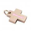 Little Cross with an internal enamel Arrow, made of 925 sterling silver / 18k rose gold finish with pink enamel