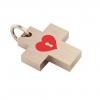 Little Cross with an internal enamel Heart Padlock, made of 925 sterling silver / 18k rose gld finish with red enamel
