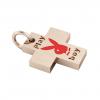 Little Cross with Bay Paws, made of 925 sterling silver / 18k rose gold finish with red enamel