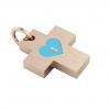 Little Cross with an internal enamel Heart Padlock, made of 925 sterling silver / 18k rose gold finish with turquoise enamel
