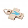 Little Cross with an internal enamel Playboy, made of 925 sterling silver / 18k rose gold finish with turquoise enamel