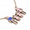 4-members Family necklace, father – 2 daughters – mother, made of 925 sterling silver / 18k rose gold finish with blue and pink enamel