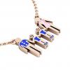 4-members Family necklace, father - 2 sons – mother, made of 925 sterling silver / 18k rose gold finish with blue and pink enamel