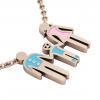 3-members Family necklace, father - son – mother, made of 925 sterling silver / 18k rose gold finish with turquoise and pink enamel