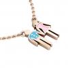 couple, man and woman necklace, made of 925 sterling silver / 18k rose gold finish with turquoise and pink enamel 
