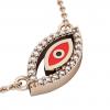 Twin Evil Eye Necklace, made of 925 sterling silver / 18k rose gold finish with red enamel and white zircon