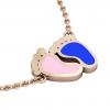 baby feet necklace, made of 925 sterling silver / 18k rose gold with pink and blue enamel