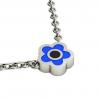 Daisy Evil Eye Necklace, made of 925 sterling silver / 18k white gold finish with black & blue enamel