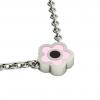 Daisy Evil Eye Necklace, made of 925 sterling silver / 18k white gold finish with black & pink enamel