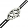 Infinity Macrame Charm Bracelet,, made of 925 sterling silver / 18k white gold finish – black cord