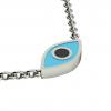 Navette Evil Eye Necklace, made of 925 sterling silver / 18k white gold finish with black & turquoise enamel