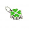 Big Quatrefoil Pendant, made of 925 sterling silver / 18k white gold finish with green enamel      