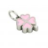 Big Quatrefoil Pendant, made of 925 sterling silver / 18k white gold finish with pink enamel