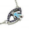 Boy Evil Eye Necklace, made of 925 sterling silver / 18k white gold finish with turquoise enamel and blue zircon