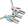 3-members Family necklace, father - son – mother, made of 925 sterling silver / 18k white gold finish with turquoise and pink enamel