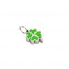 quatrefoil pendant, made of 925 sterling silver / 18k white gold finish with green enamel