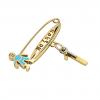 baby safety pin, boy – να ζηση – January 1st, made of 18k gold vermeil on 925 sterling silver with turquoise  enamel