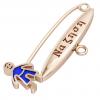 baby safety pin, boy – να ζηση, made of 18k rose gold vermeil on 925 sterling silver with blue enamel