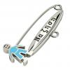 baby safety pin, boy – να ζηση, made of 18k white gold vermeil on 925 sterling silver with turquoise enamel