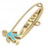 baby safety pin, boy – να ζηση, made of 18k gold vermeil on 925 sterling silver with turquoise  enamel