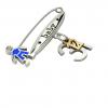 baby safety pin, boy – baby – December 31st, made of 18k white gold vermeil on 925 sterling silver with blue enamel