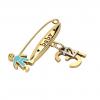 baby safety pin, boy – baby – December 31st, made of 18k gold vermeil on 925 sterling silver with turquoise enamel