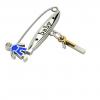 baby safety pin, boy – baby – January 1st, made of 18k white gold vermeil on 925 sterling silver with blue enamel