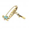 baby safety pin, boy – baby – January 1st, made of 18k gold vermeil on 925 sterling silver with turquoise  enamel