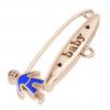 baby safety pin, boy – baby, made of 18k rose gold vermeil on 925 sterling silver with blue enamel