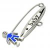 baby safety pin, boy – baby, made of 18k white gold vermeil on 925 sterling silver with blue enamel
