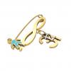 baby safety pin, boy – infinity – December 31st, made of 18k gold vermeil on 925 sterling silver with turquoise enamel