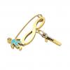 baby safety pin, boy – infinity – January 1st, made of 18k gold vermeil on 925 sterling silver with turquoise  enamel