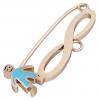 baby safety pin, boy – infinity, made of 18k rose gold vermeil on 925 sterling silver with turquoise  enamel