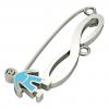 baby safety pin, boy – infinity, made of 18k white gold vermeil on 925 sterling silver with turquoise enamel