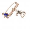 baby safety pin, boy – newborn – April 25th, made of 18k rose gold vermeil on 925 sterling silver with blue enamel