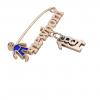 baby safety pin, boy – newborn – August 14th, made of 18k rose gold vermeil on 925 sterling silver with blue enamel