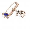 baby safety pin, boy – newborn – August 20th, made of 18k rose gold vermeil on 925 sterling silver with blue enamel