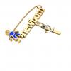 baby safety pin, boy – newborn – December 1st, made of 18k yellow gold vermeil on 925 sterling silver with blue enamel