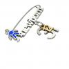 baby safety pin, boy – newborn – December 31st, made of 18k white gold vermeil on 925 sterling silver with blue enamel