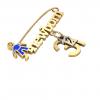 baby safety pin, boy – newborn – December 31st, made of 18k yellow gold vermeil on 925 sterling silver with blue enamel