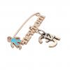 baby safety pin, boy – newborn – December 31st, made of 18k rose gold vermeil on 925 sterling silver with turquoise enamel