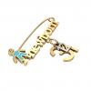 baby safety pin, boy – newborn – December 31st, made of 18k gold vermeil on 925 sterling silver with turquoise enamel