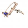 baby safety pin, boy – newborn – December 7th, made of 18k rose gold vermeil on 925 sterling silver with blue enamel