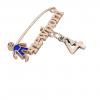 baby safety pin, boy – newborn – February 4th, made of 18k rose gold vermeil on 925 sterling silver with blue enamel