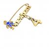 baby safety pin, boy – newborn – February 4th, made of 18k yellow gold vermeil on 925 sterling silver with blue enamel