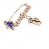 baby safety pin, boy – newborn – January 19th, made of 18k rose gold vermeil on 925 sterling silver with blue enamel